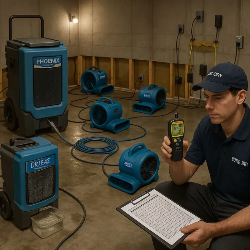 Structural Drying and Dehumidification process in Mathews, LA